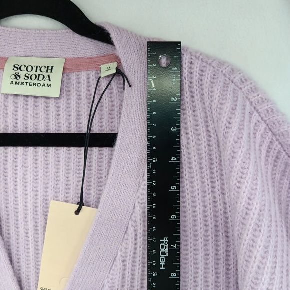 NWT & Bag Scotch & Soda $178.00 MSRP Fuzzy Kniited Cardigan Size XL Soft Orchid - Picture 11 of 16